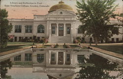 State Teachers College - Library and Pool Postcard