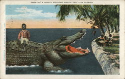 Drop In! A Hearty Welcome Awaits You - In Florida Black Americana Postcard Postcard Postcard