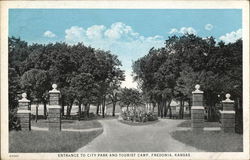 Entrance to City Park and Tourist Camp Fredonia, KS Postcard Postcard Postcard