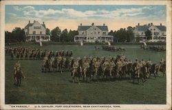 "On Parade" - US Calvary, Fort Oglethorpe Postcard