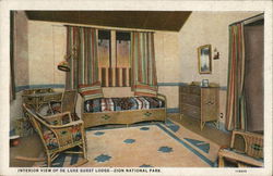 De Luxe Guest Lodge - Interior Zion National Park Postcard Postcard Postcard