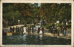 Visitors waiting for Row Boats, Orange Lake Park Newburgh, NY Postcard Postcard Postcard