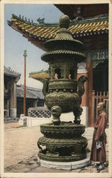 Bronze Incense Burner, Lama Temple Peking, China Postcard Postcard Postcard