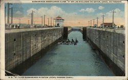 US "C" Class Submarines in Gatun Locks Panama Postcard Postcard Postcard