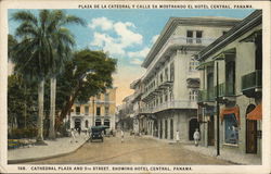 Cathedral Plaza and 5th Street, Howing Hotel Central Panama Postcard Postcard Postcard