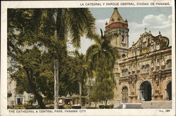 The Cathedral & Central Park Panama City, Panama Postcard Postcard Postcard