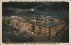 Factories of B. F. Goodrich at Night Postcard