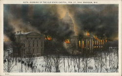 Burning of the Old State Capitol - February 27, 1904 Madison, WI Postcard Postcard Postcard