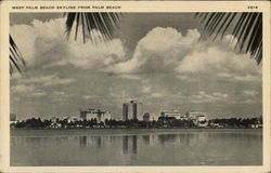 West Palm Beach Skyline from Palm Beach Florida Postcard Postcard Postcard