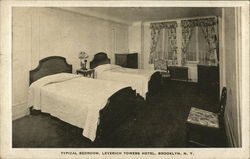 Typical Bedroom, Leverich Towers Hotel Postcard