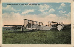 Army Aeroplanes at Camp Kelly Postcard