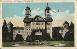 Entrance to State Hospital Warren, PA Postcard Postcard Postcard