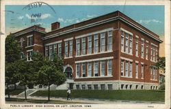 Public Library and High School Postcard