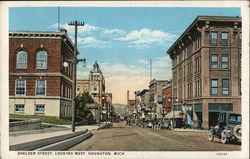 Shelden Street Looking West Houghton, MI Postcard Postcard Postcard