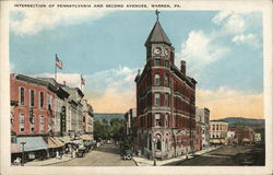 Intersection of Pennsylvania and Second Avenues Warren, PA Postcard Postcard Postcard