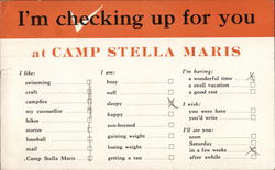 I'm Checking Up For You at Camp Stella Maris Livonia, NY Postcard Postcard Postcard