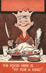 Boy Scout Eating Turkey Dinner Postcard