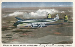 Chicago and Southern Air Lines - Luxury Constellation Aircraft Postcard Postcard Postcard