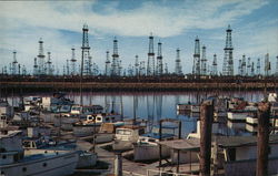 Oil Wells and Boat Landing, Terminal Island Postcard