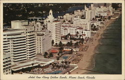 Hotel Row along Golden Sands Miami Beach, FL Postcard Postcard Postcard