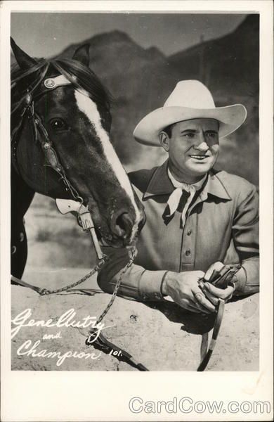 Gene Autry And Champion Celebrities Postcard