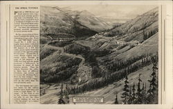 Drawing Depicting Spiral Tunnels and Canadian Pacific Train Route Postcard