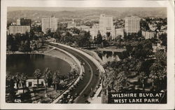 Wilshire Blvd. at West Lake Park Postcard