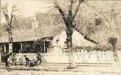 A Group of Children Gathered Outside a House Postcard Postcard Postcard