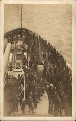 Ship With Sailors Crowded on Deck Navy Postcard Postcard Postcard