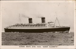 Cunard White Star R.M.S. "Queen Elizabeth" Postcard