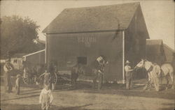 Adults and Children with Horses Near Barn - S. Bush VS Farming Postcard Postcard Postcard