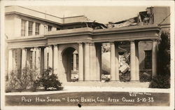 Polytechnic High School - After Earthquake 3-10-1933 Long Beach, CA Postcard Postcard Postcard