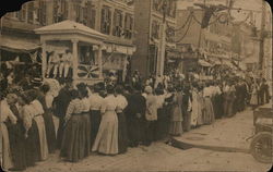 Long Line of People Watching a Parade Postcard