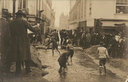 People in Flooded Street and Watching from Windows Chile Postcard Postcard Postcard