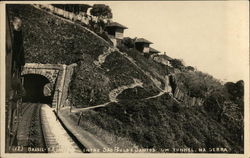 Train Tunnel Through Hill Beneath Houses Postcard