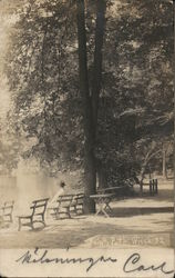 Person Seated on Bench Under Trees Near Water Philadelphia, PA Postcard Postcard Postcard