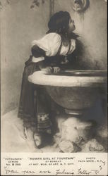 "Roman Girl at Fountain" by Bonnat, at Metropolitan Museum of Art, New York City Postcard