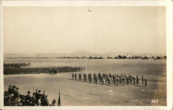 Military Marching Band Followed by Squads of Soldiers Postcard Postcard Postcard