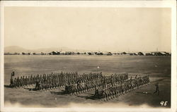 Four Lines of Soldiers Marching on Field Military Postcard Postcard Postcard