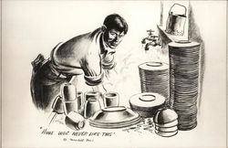 Soldier Washing Large Stacks of Dishes World War II Postcard Postcard Postcard