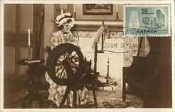 Woman at Spinning Wheel Canada First Day Issue Cards Postcard Postcard Postcard