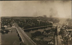 Aerial View of City with Bridge and Main Street South Bend, IN Postcard Postcard Postcard