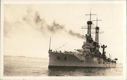 Warship with Two Towers and Multiple Guns Navy Postcard Postcard Postcard