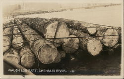 Waugh Log Raft, Chehalis River Postcard