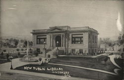 Street View of New Public Library Postcard