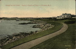 Along the Cliff Walk - Bailey's Beach in Distance Newport, RI Postcard Postcard Postcard