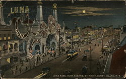 Luna Park by Night, Coney Island New York, NY Postcard Postcard Postcard