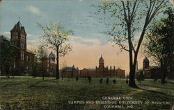 General View, Campus and Buildings, University of Missouri Columbia, MO Postcard Postcard Postcard