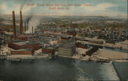 Power House and Dam from Water Tower South Bend, IN Postcard Postcard Postcard