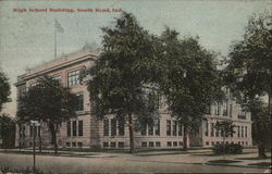 Street View of High School Building South Bend, IN Postcard Postcard Postcard